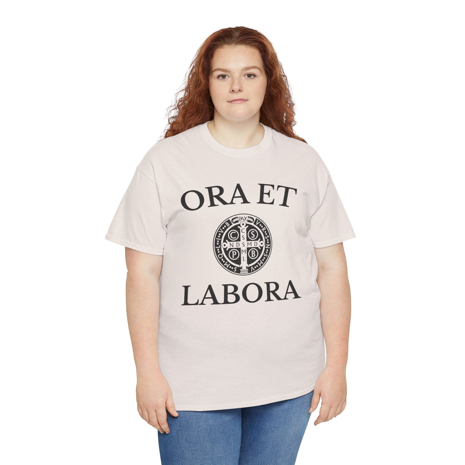 Printify T-Shirt Inspirational Unisex Heavy Cotton Tee - 'Ora et Labora' Message