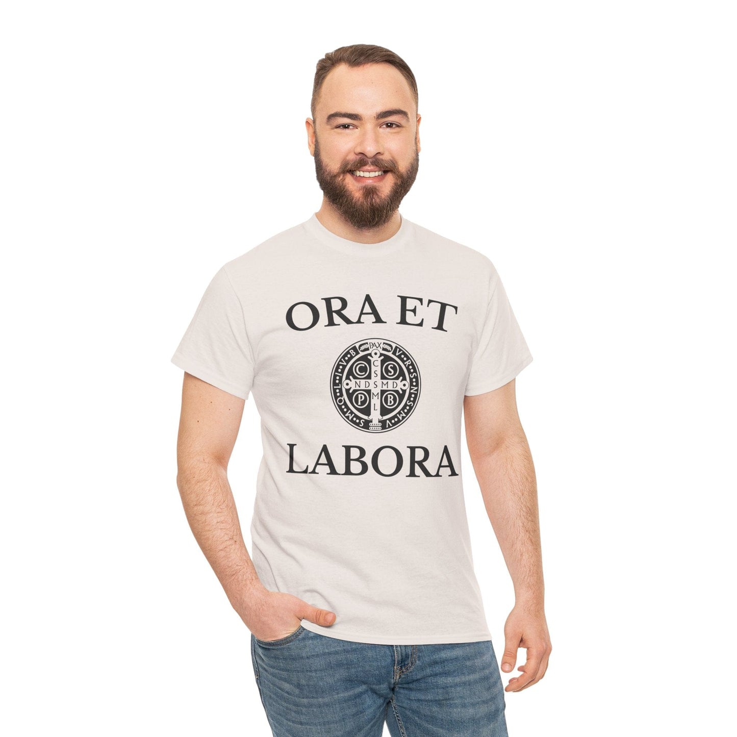 Printify T-Shirt Inspirational Unisex Heavy Cotton Tee - 'Ora et Labora' Message