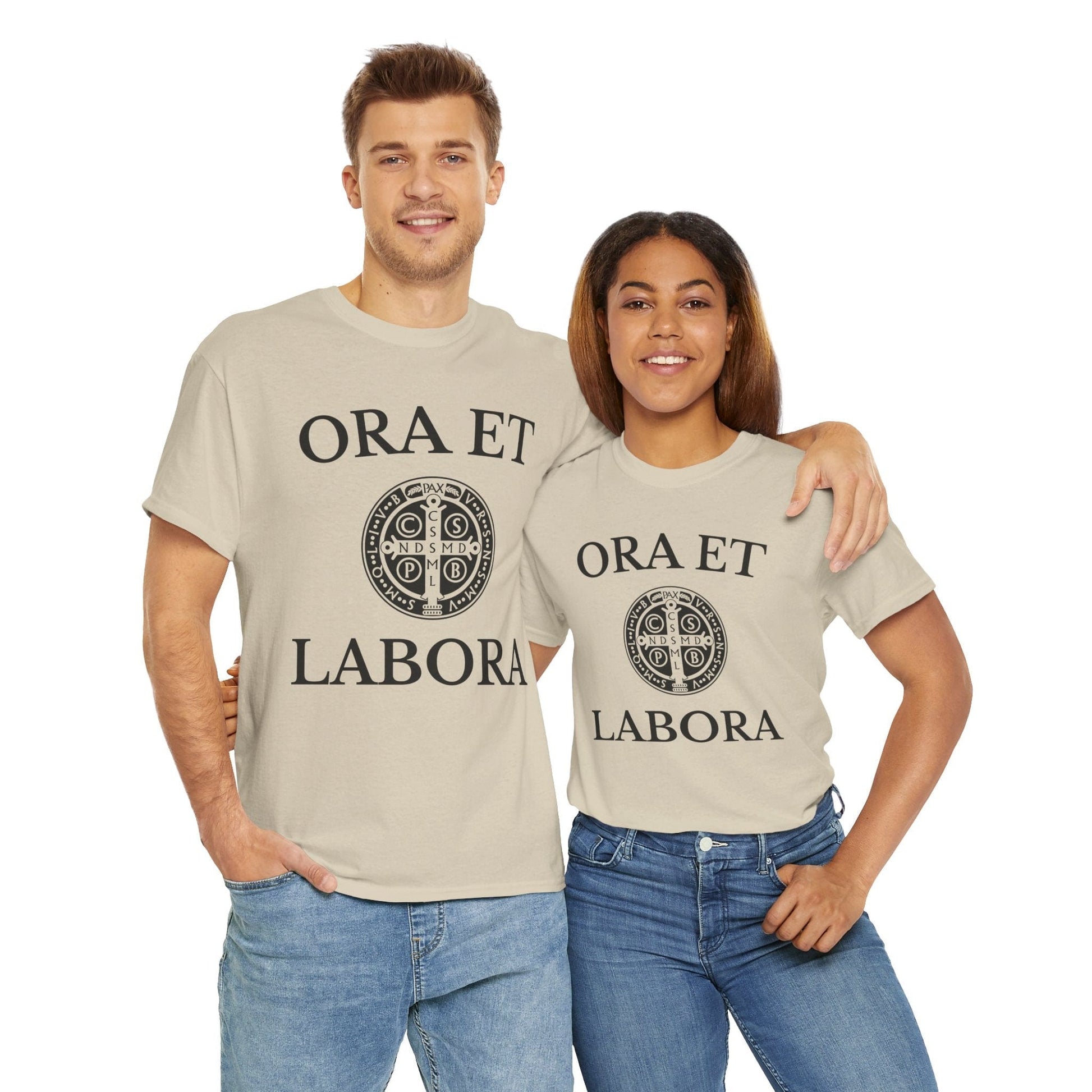 Printify T-Shirt Inspirational Unisex Heavy Cotton Tee - 'Ora et Labora' Message