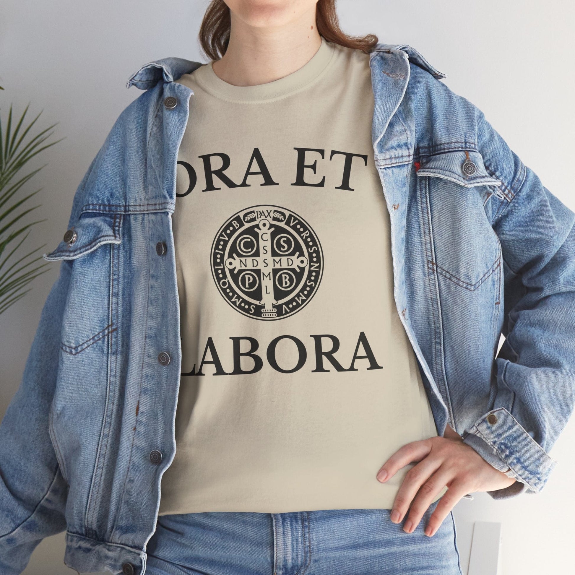 Printify T-Shirt Inspirational Unisex Heavy Cotton Tee - 'Ora et Labora' Message