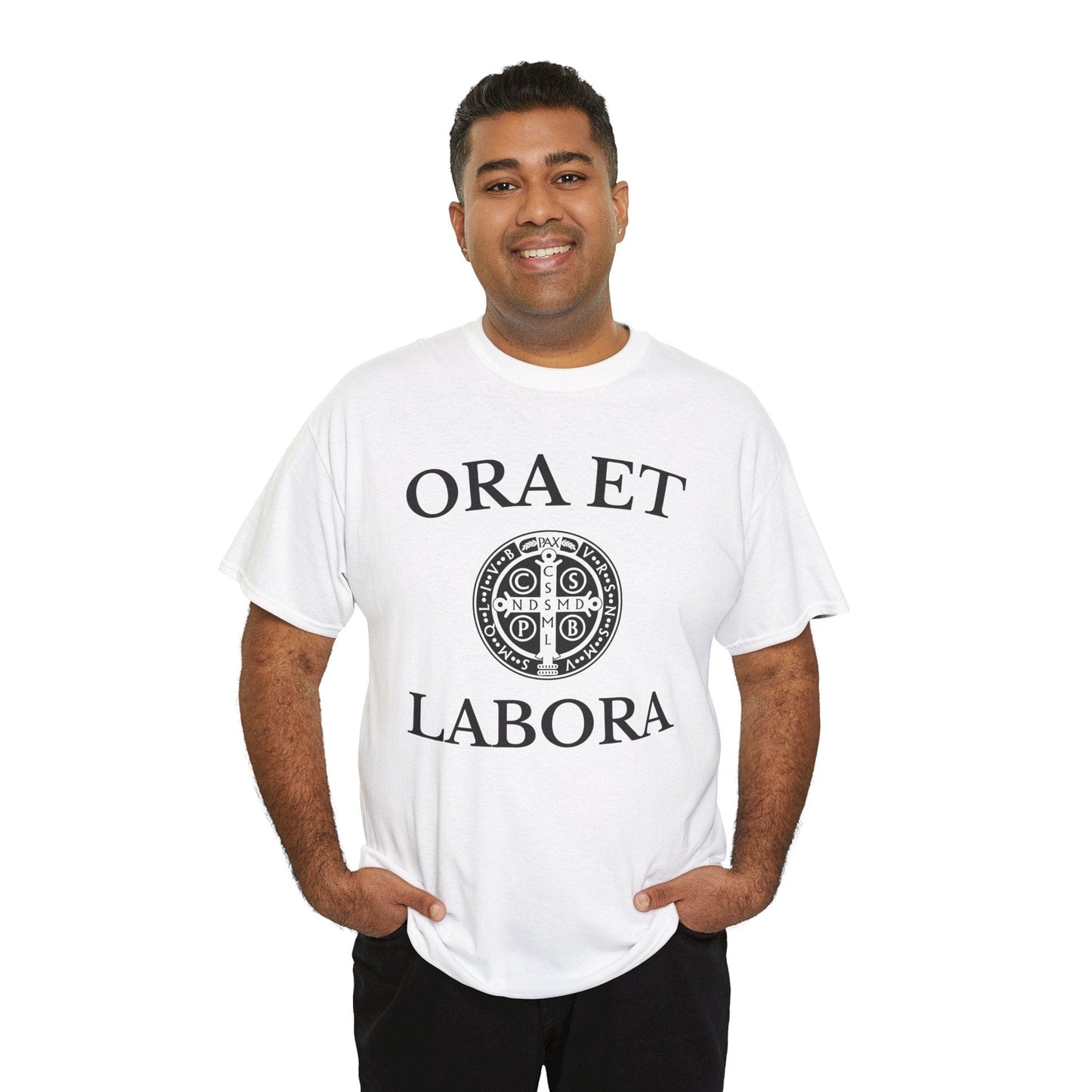Printify T-Shirt Inspirational Unisex Heavy Cotton Tee - 'Ora et Labora' Message