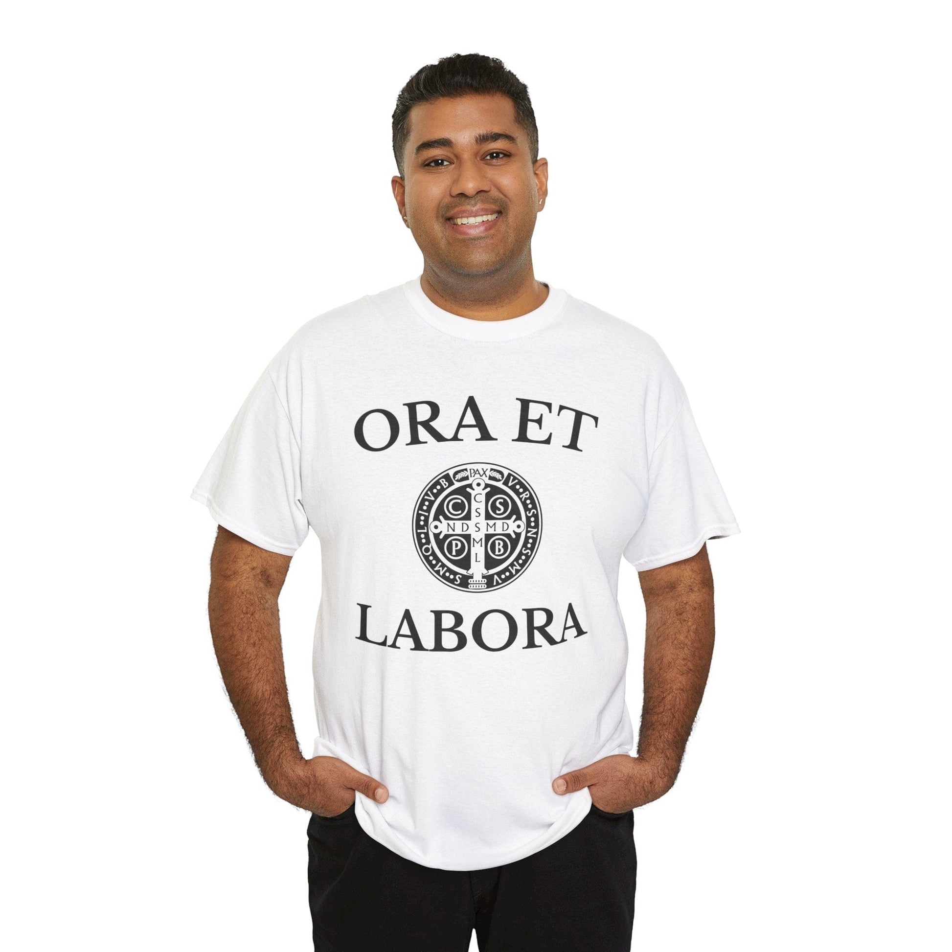 Printify T-Shirt Inspirational Unisex Heavy Cotton Tee - 'Ora et Labora' Message