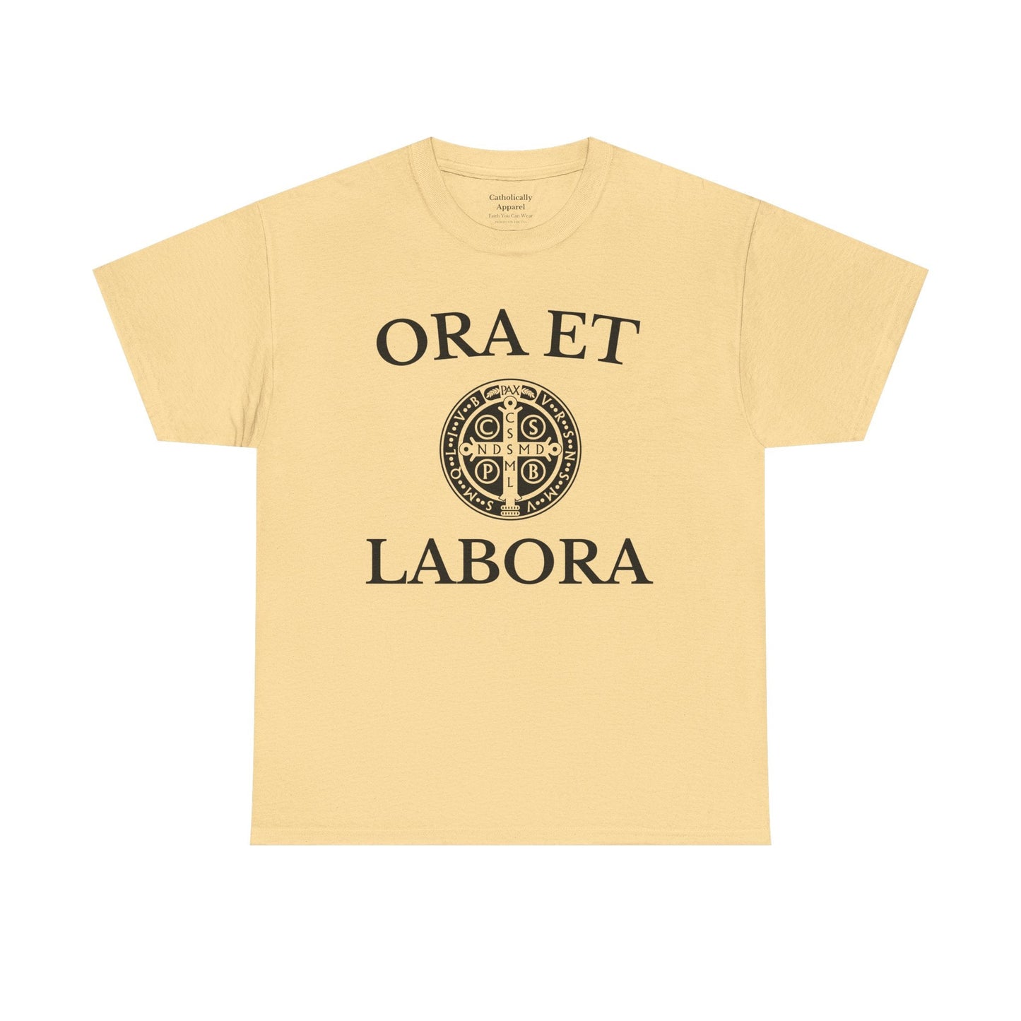 Printify T-Shirt Yellow Haze / S Inspirational Unisex Heavy Cotton Tee - 'Ora et Labora' Message