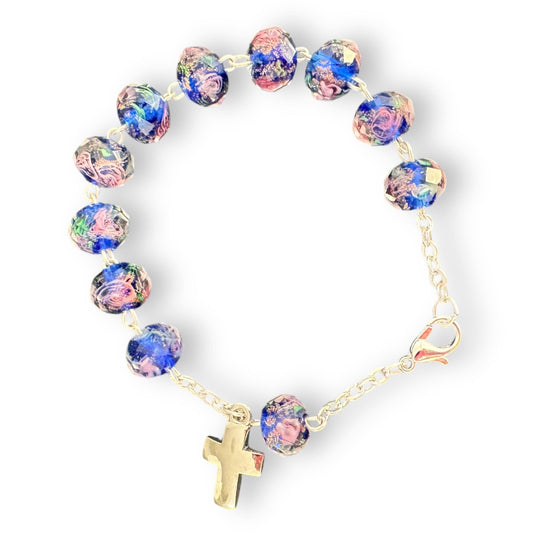 Italian Venetian Glass Murrina 10 beads Bracelet Blessed by Pope | Catholically