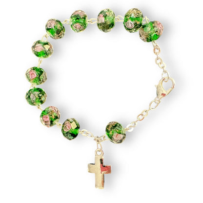 Italian Venetian Glass Murrina 10 beads Bracelet Blessed by Pope | Catholically