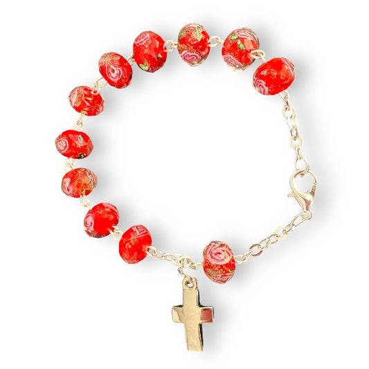 Italian Venetian Glass Murrina 10 beads Bracelet Blessed by Pope | Catholically