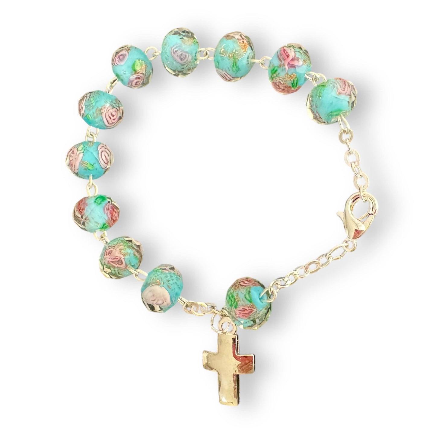 Italian Venetian Glass Murrina 10 beads Bracelet Blessed by Pope | Catholically
