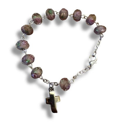Italian Venetian Glass Murrina 10 beads Bracelet Blessed by Pope | Catholically