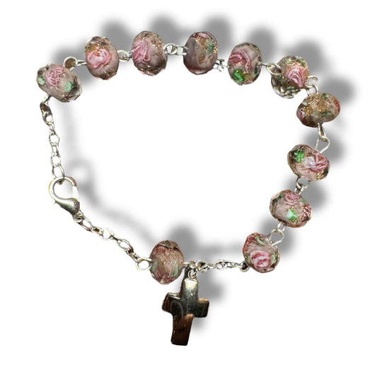 Italian Venetian Glass Murrina 10 beads Bracelet Blessed by Pope | Catholically