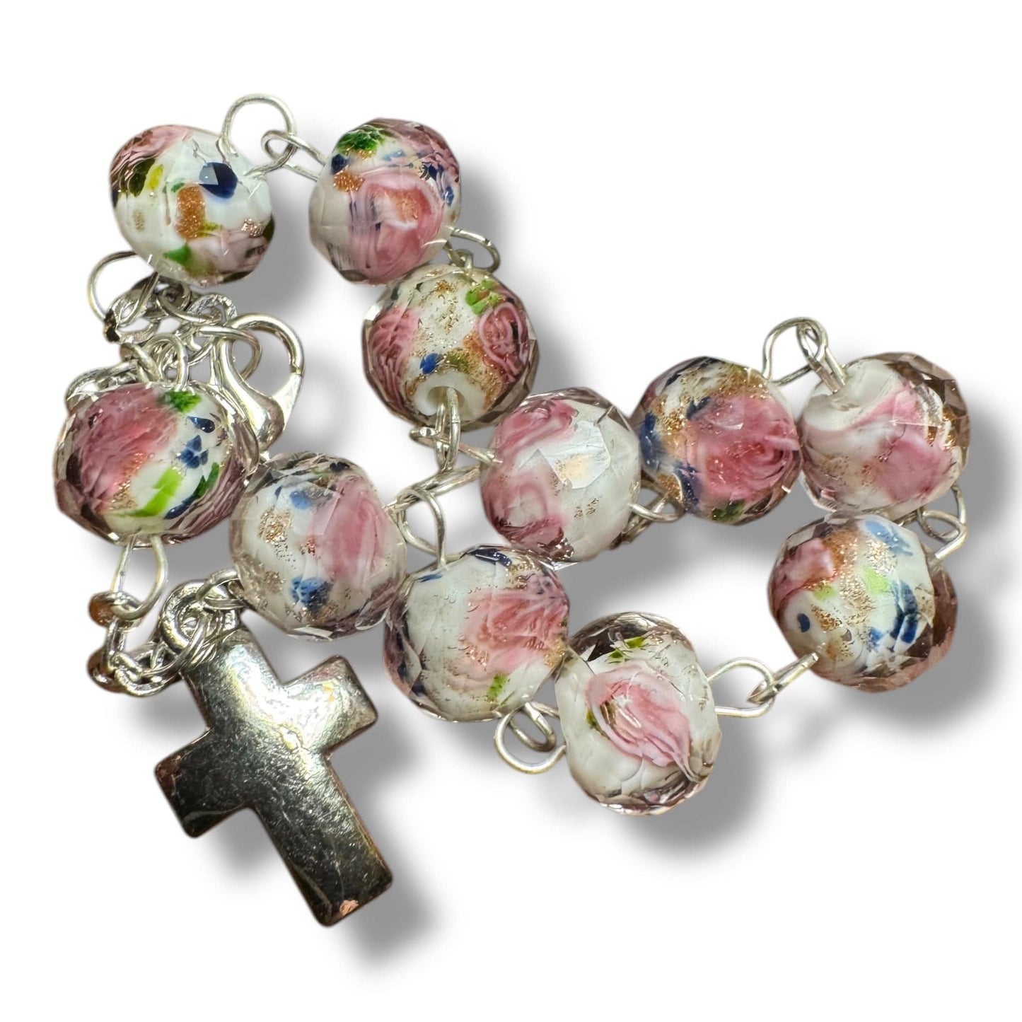 Italian Venetian Glass Murrina 10 beads Bracelet Blessed by Pope | Catholically