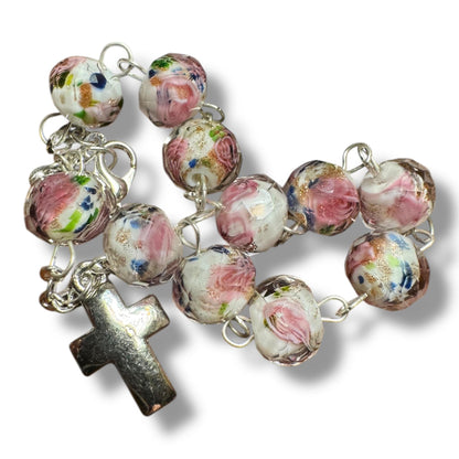 Italian Venetian Glass Murrina 10 beads Bracelet Blessed by Pope | Catholically