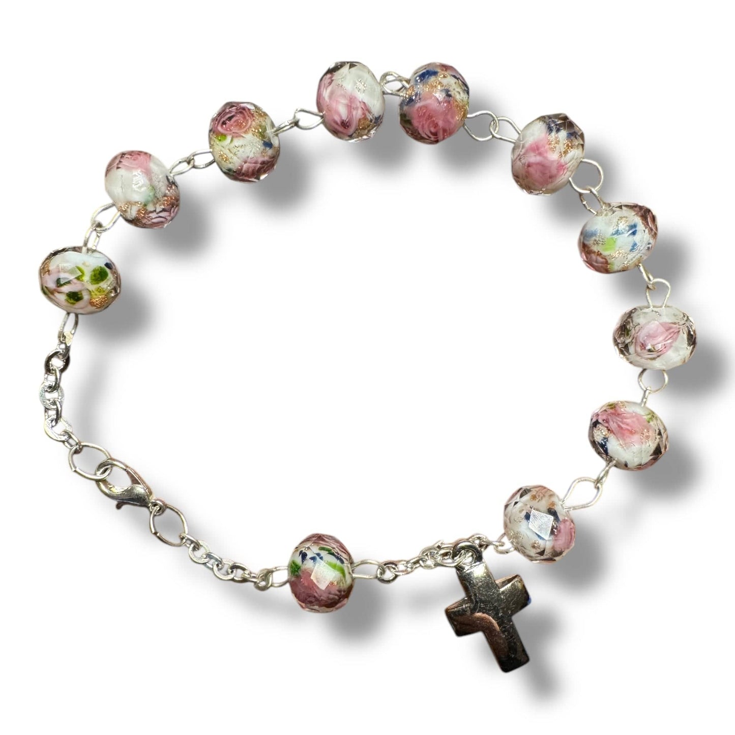 Italian Venetian Glass Murrina 10 beads Bracelet Blessed by Pope | Catholically