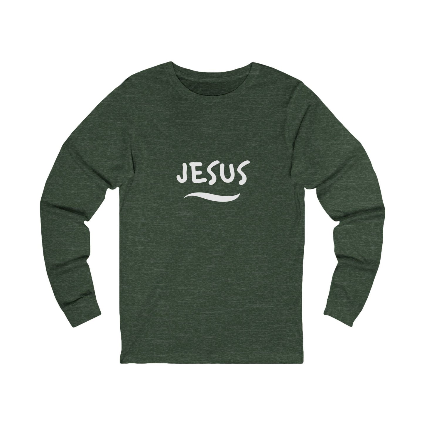 Printify Long-sleeve L / Heather Forest Jesus Unisex Jersey Long Sleeve Tee