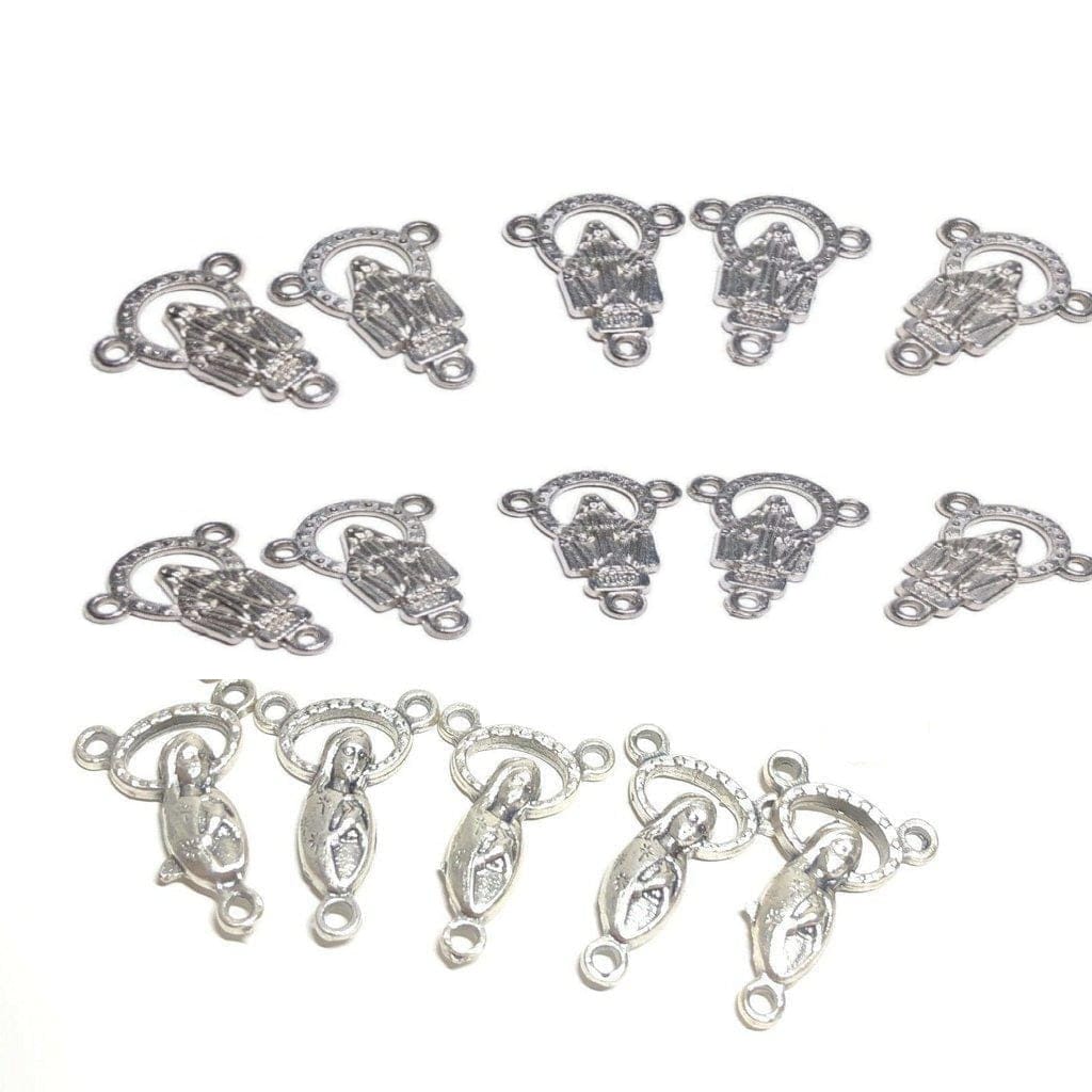 Lot 15 Pcs Rosary Centers - Diy Religious Pendant - Charms Parts Catholic (E) | Catholically