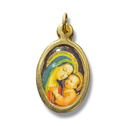Madonna and Child Oval Medal – Gold-Tone Catholic Pendant | Catholically