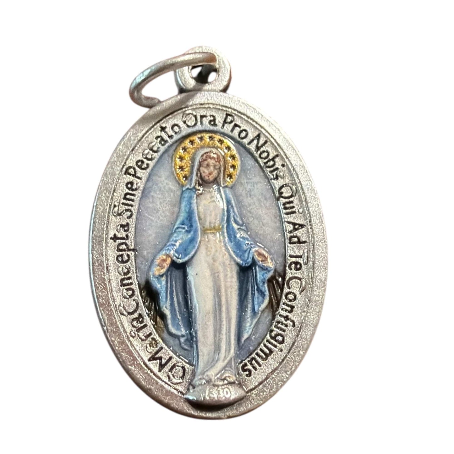 Miraculous Medal - Silver Tone with Hand-Painted Enamel Detail | Catholically