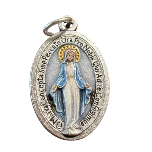 Miraculous Medal - Silver Tone with Hand-Painted Enamel Detail | Catholically