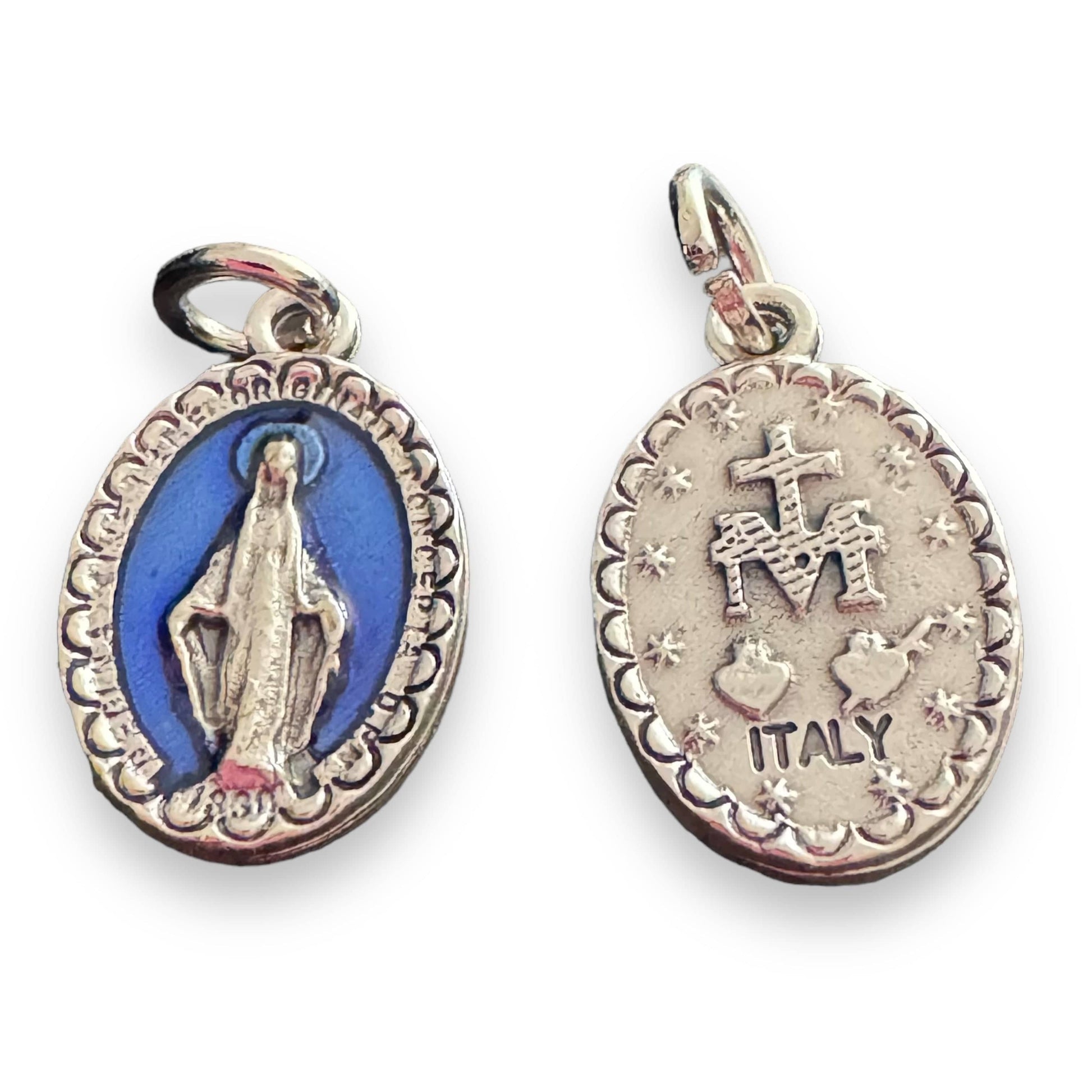 Miraculous Medal With Blue Enamel - Blessed By Pope - Charm - Pendant | Catholically