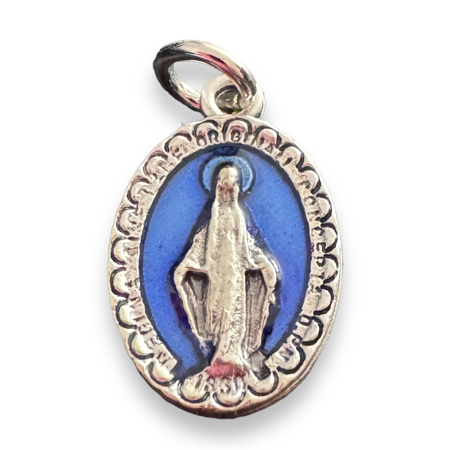Miraculous Medal With Blue Enamel - Blessed By Pope - Charm - Pendant | Catholically