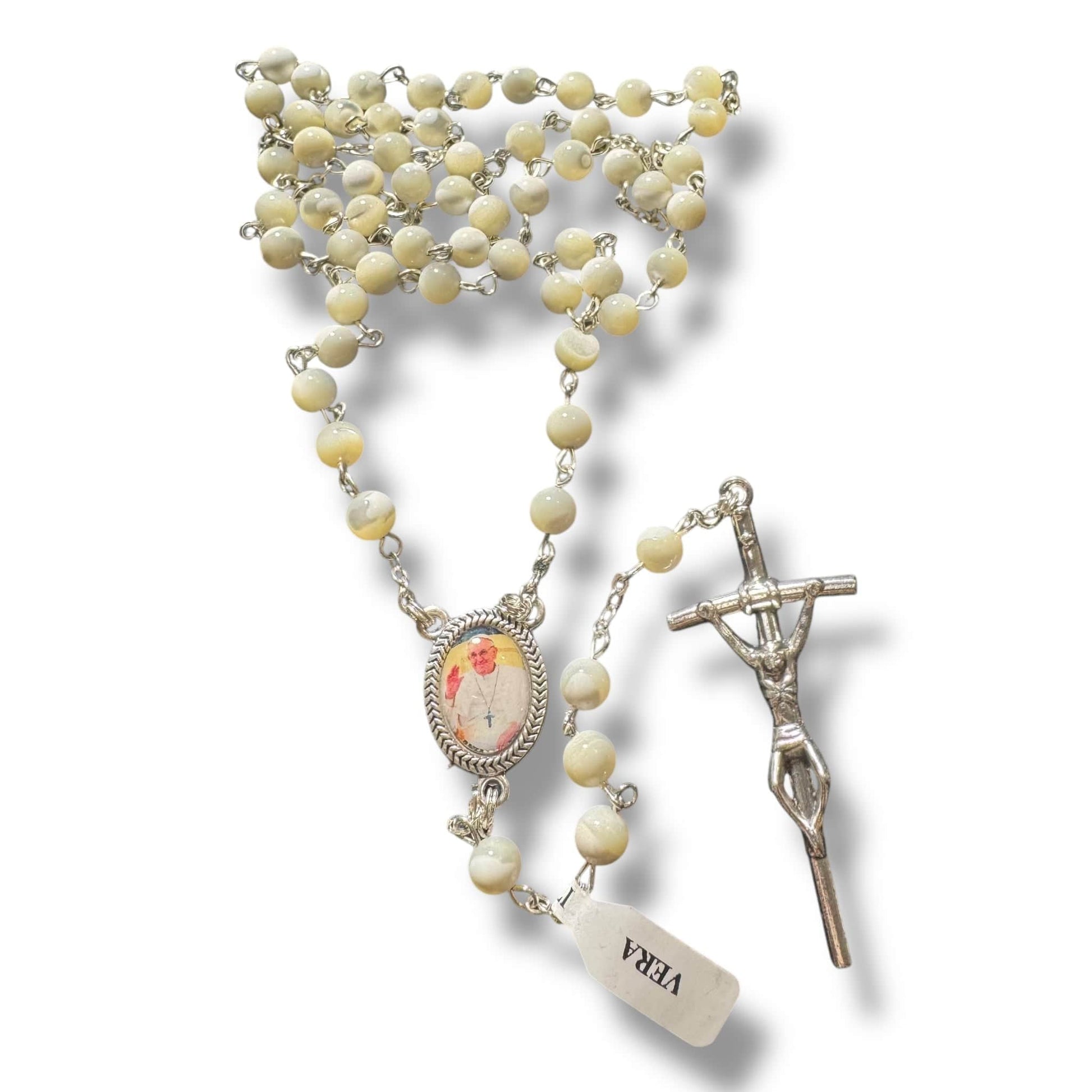 Mother of Pearl Mop Rosary - Blessed by Pope On Request | Catholically