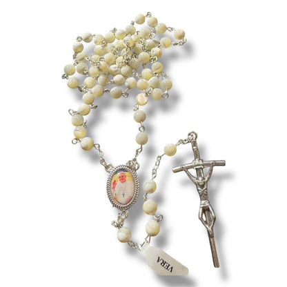 Mother of Pearl Mop Rosary - Blessed by Pope On Request | Catholically