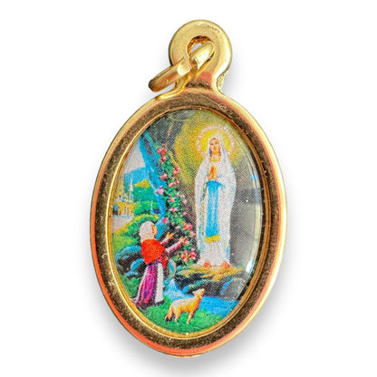 Our Lady Of Lourdes - Virgin Mary Brass Medal - Pendant - Charm | Catholically