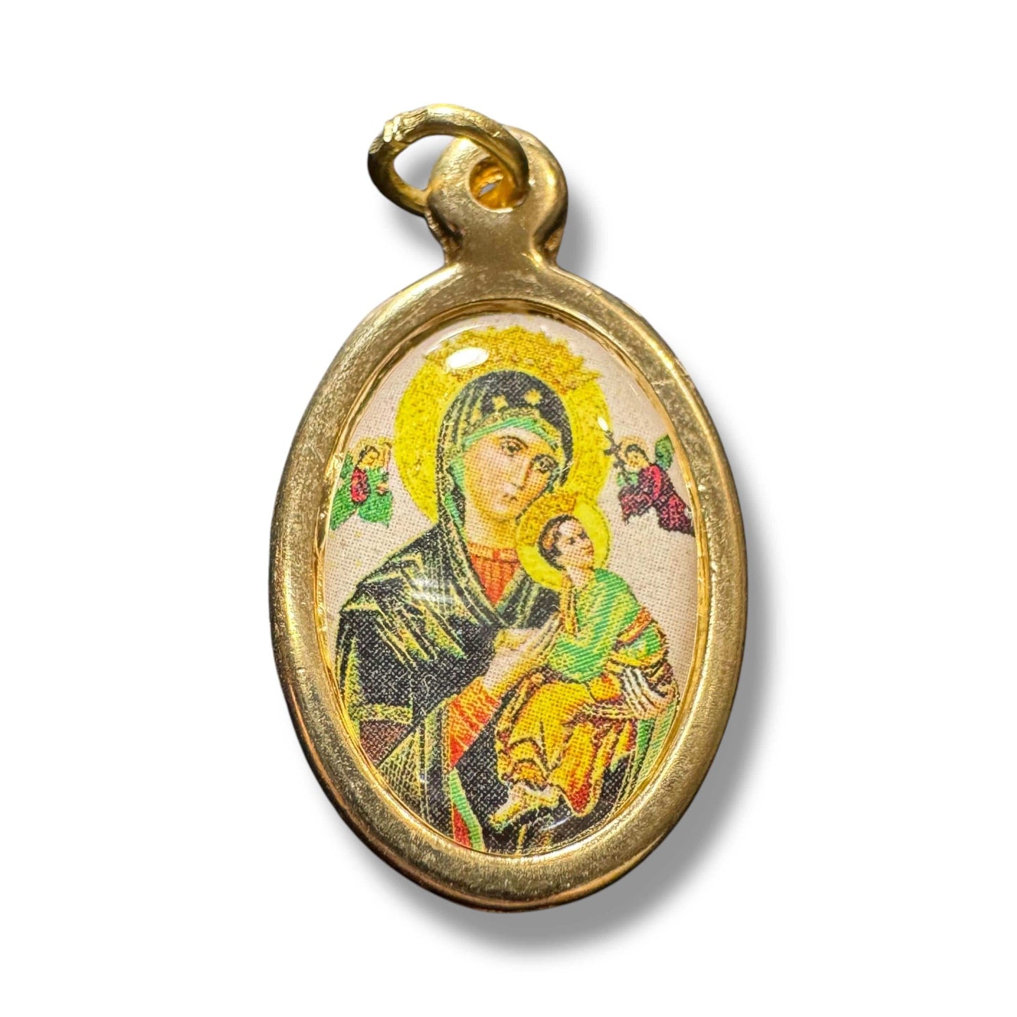 Our Lady of Perpetual Help Oval Medal – Gold-Tone Catholic Pendant | Catholically