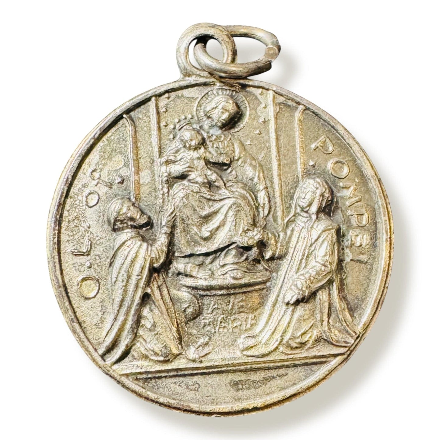Our Lady of Pompei Vintage Medal - Blessed by Pope | Catholically