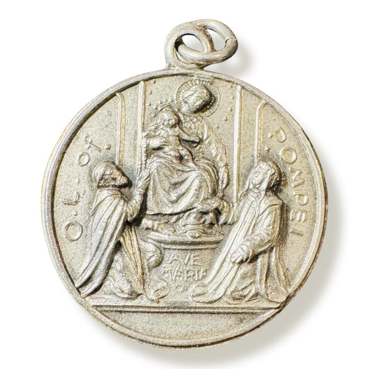Our Lady of Pompei Vintage Medal - Blessed by Pope | Catholically