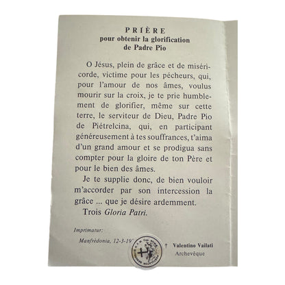 Padre Pio Holy Card - St. Pio FRENCH vintage Prayer Card | Catholically