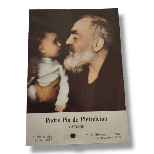 Padre Pio Holy Card - St. Pio FRENCH vintage Prayer Card | Catholically