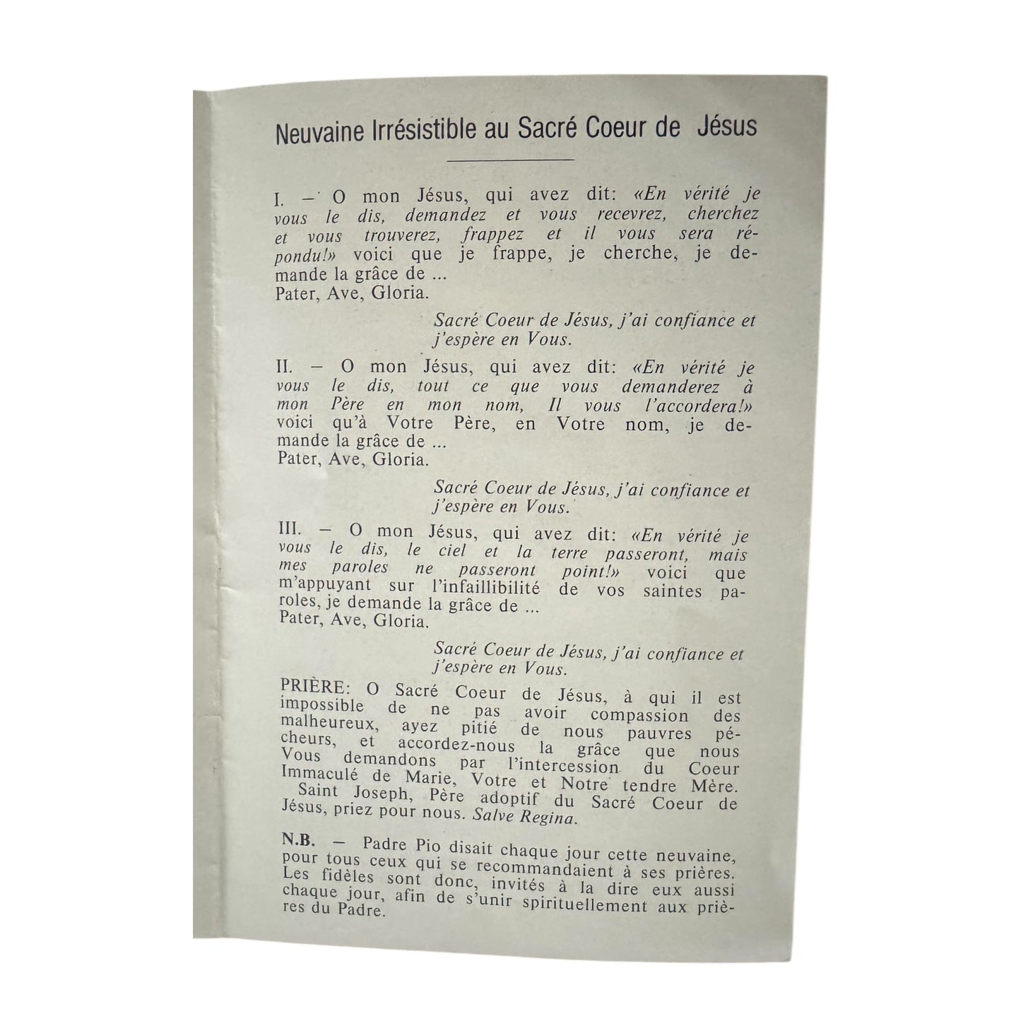 Padre Pio Holy Card - St. Pio FRENCH vintage Prayer Card | Catholically