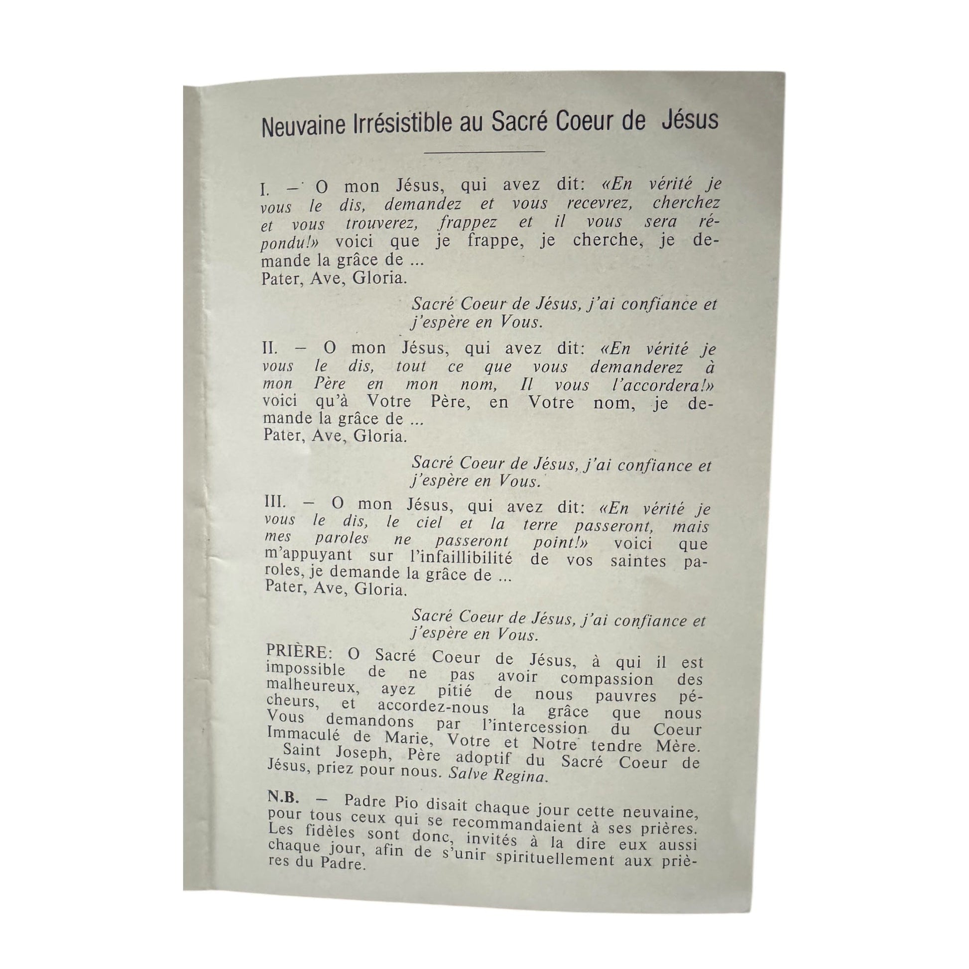 Padre Pio Holy Card - St. Pio FRENCH vintage Prayer Card | Catholically