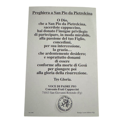 St. Padre Pio Laminated Holy Card With 2nd Class Relic  St. Father Pio | Catholically
