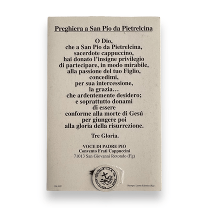 Padre Pio Holy Card - St. Pio vintage Prayer Card | Catholically