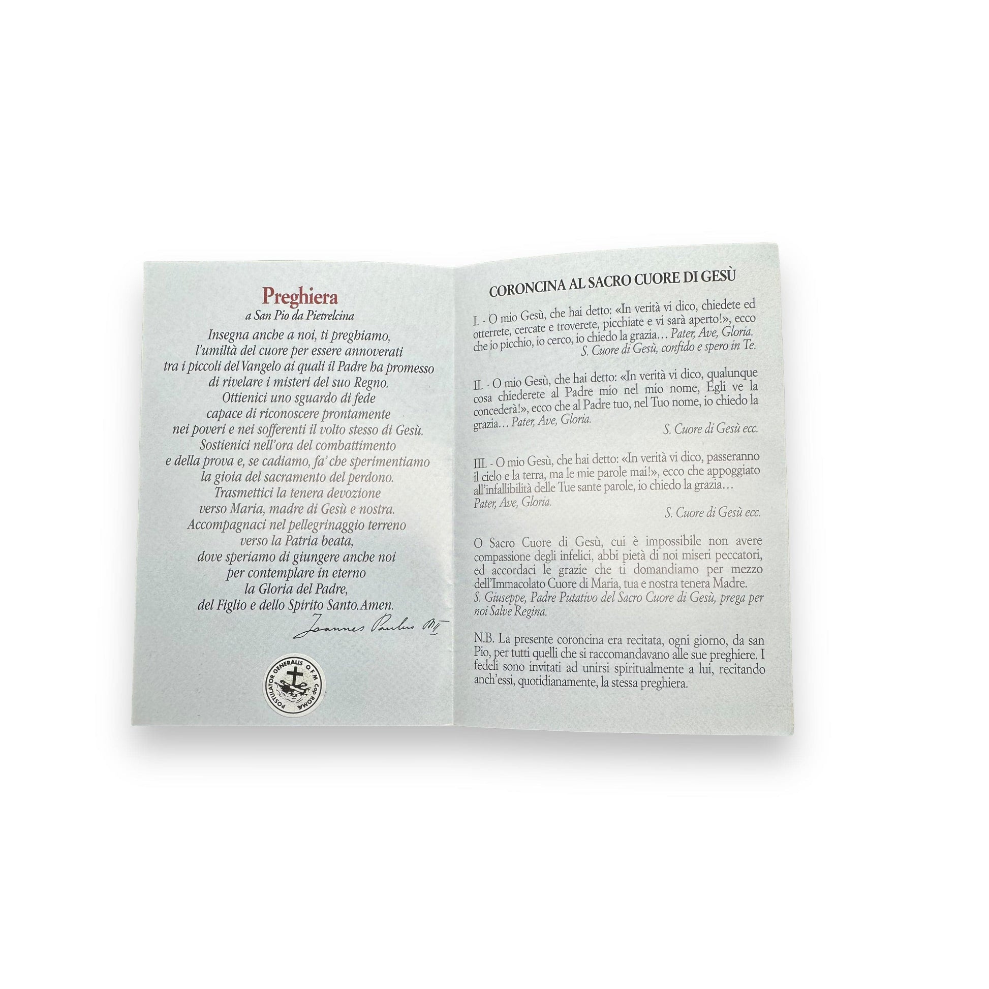 Padre Pio Holy Card - St. Pio vintage Prayer Card | Catholically