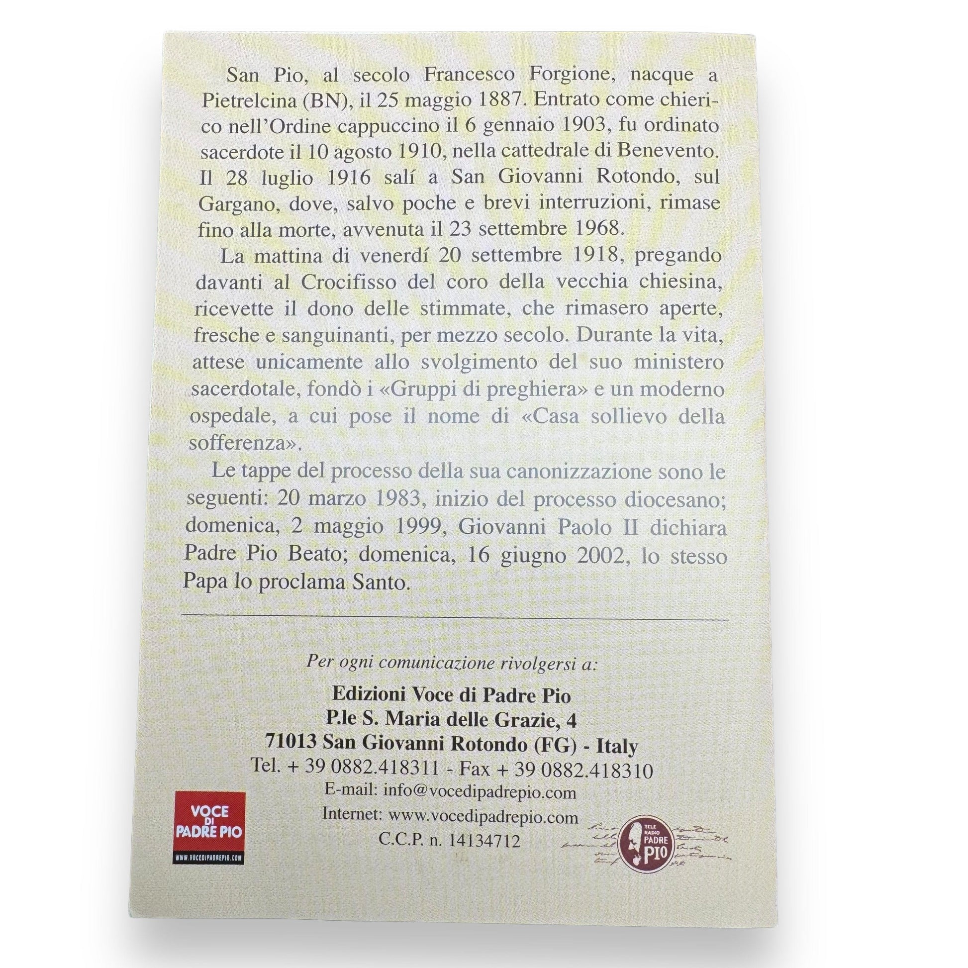 Padre Pio Holy Card - St. Pio vintage Prayer Card | Catholically
