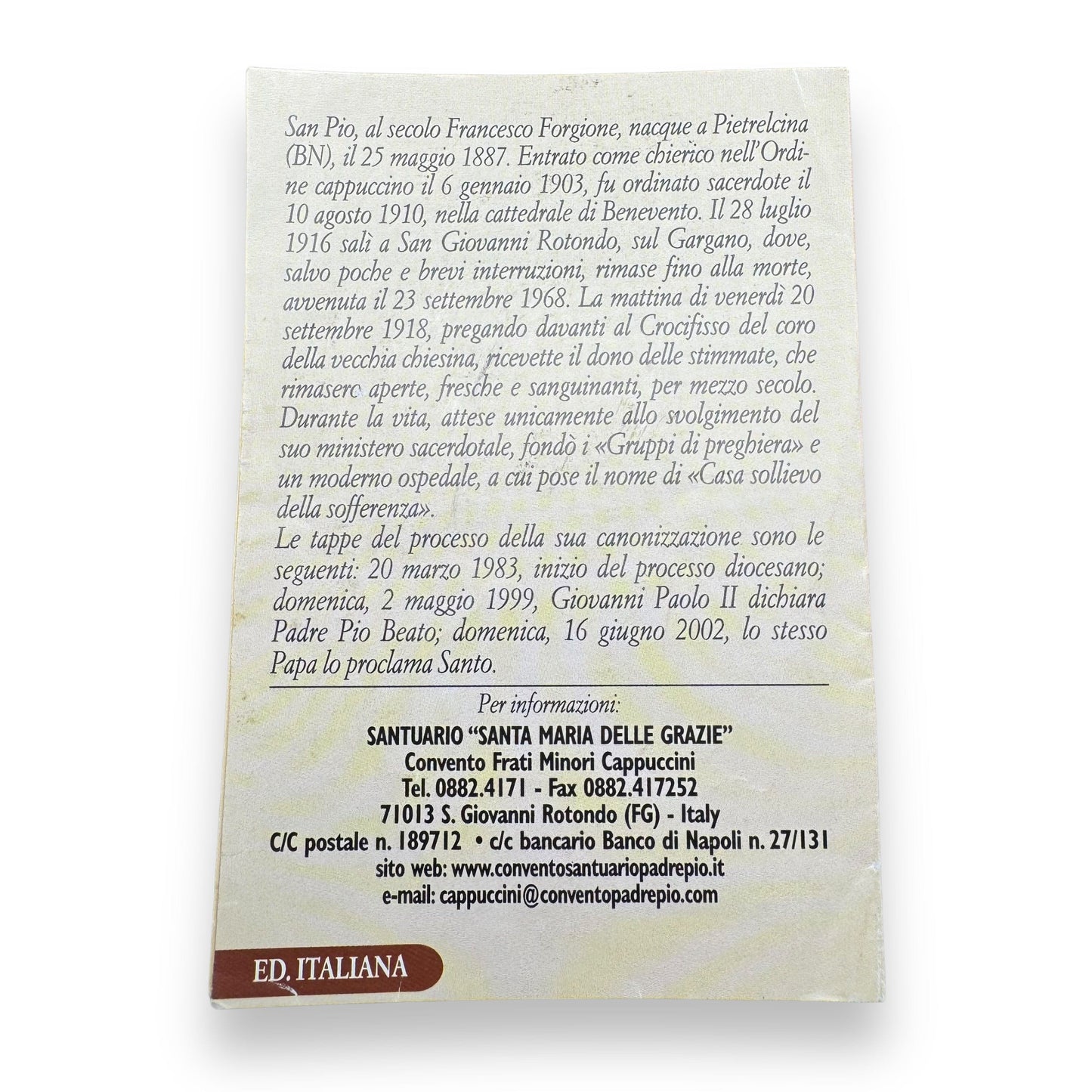 Padre Pio Holy Card - St. Pio vintage Prayer Card | Catholically