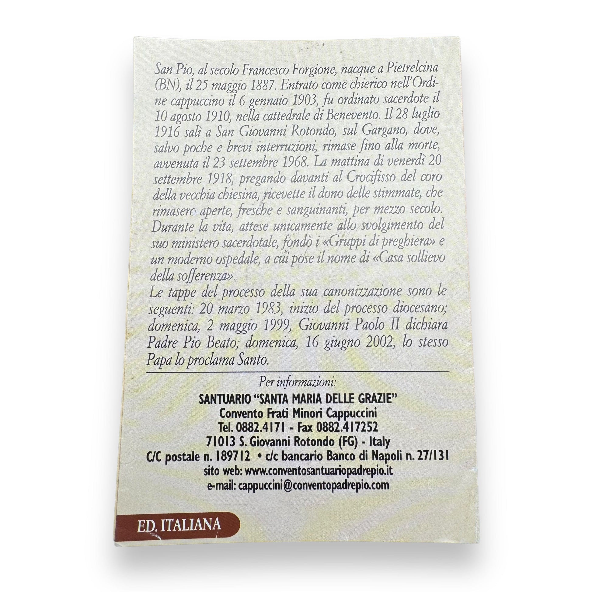 Padre Pio Holy Card - St. Pio vintage Prayer Card | Catholically