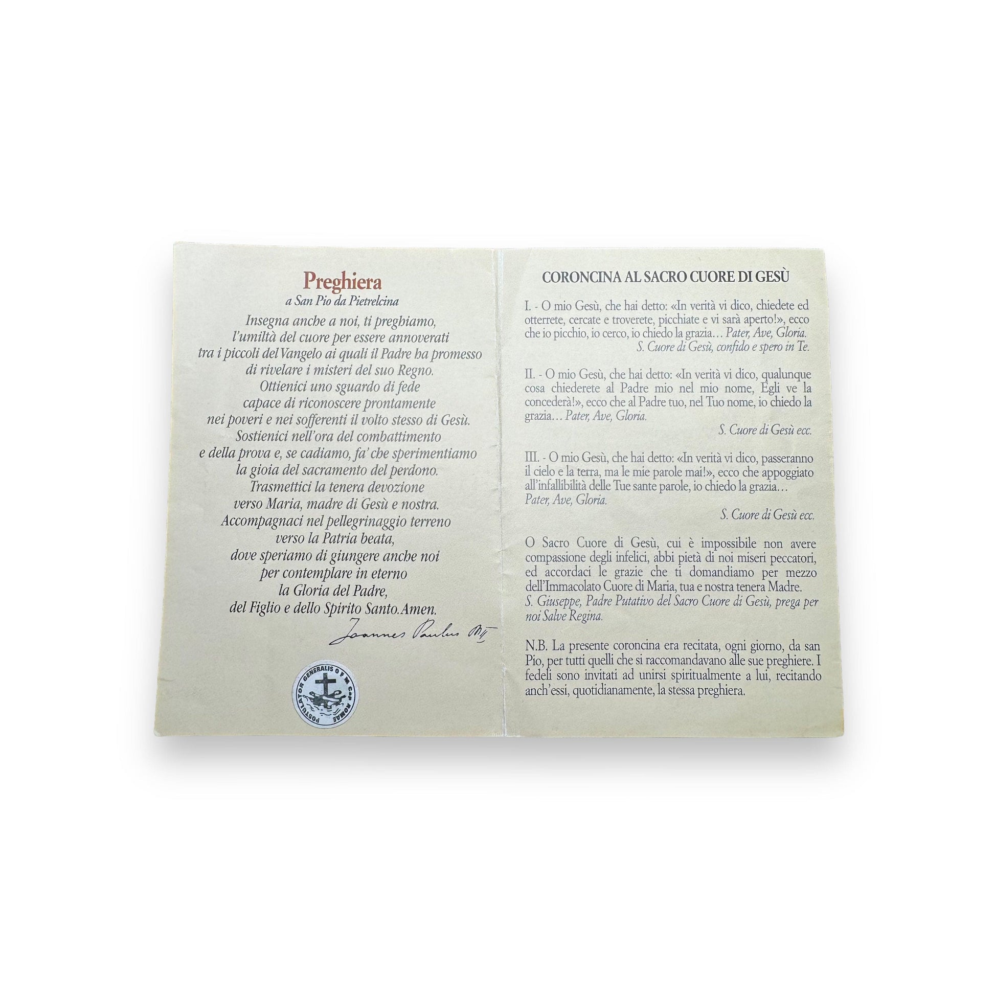 Padre Pio Holy Card - St. Pio vintage Prayer Card | Catholically