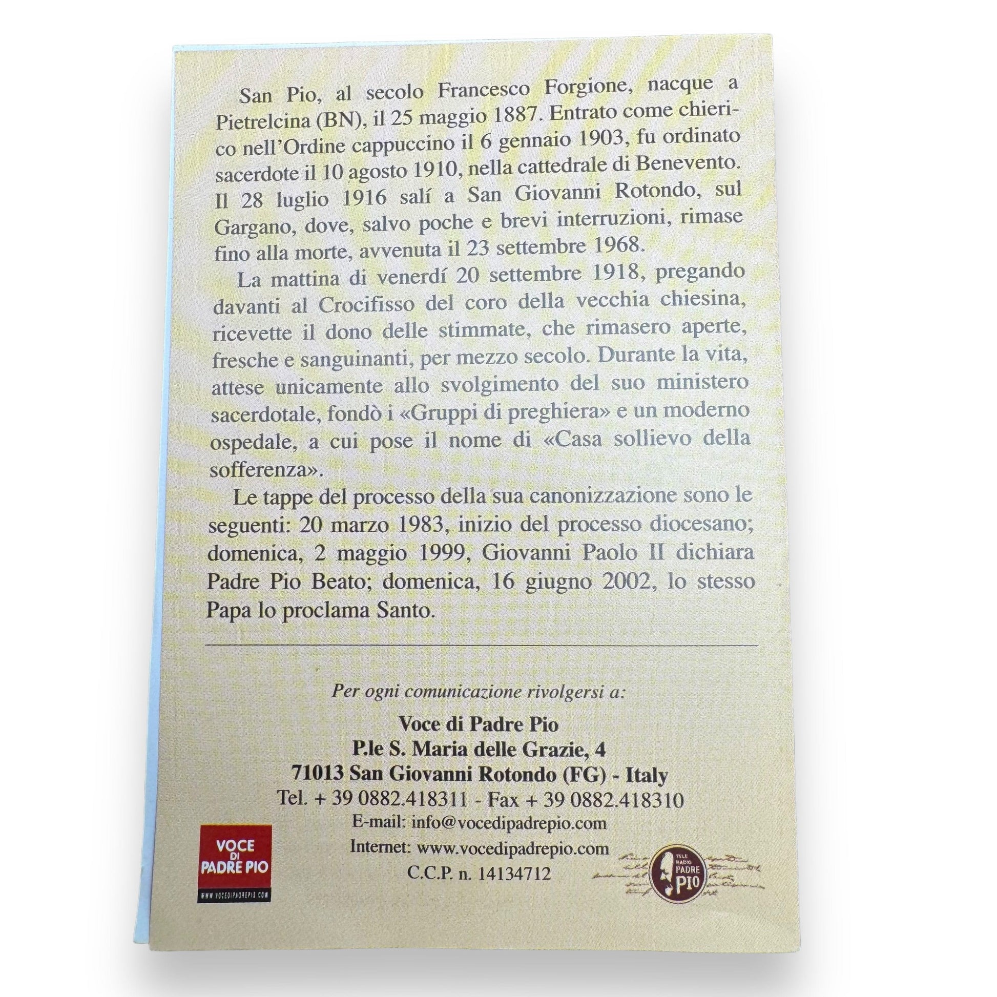 Padre Pio Holy Card - St. Pio vintage Prayer Card | Catholically