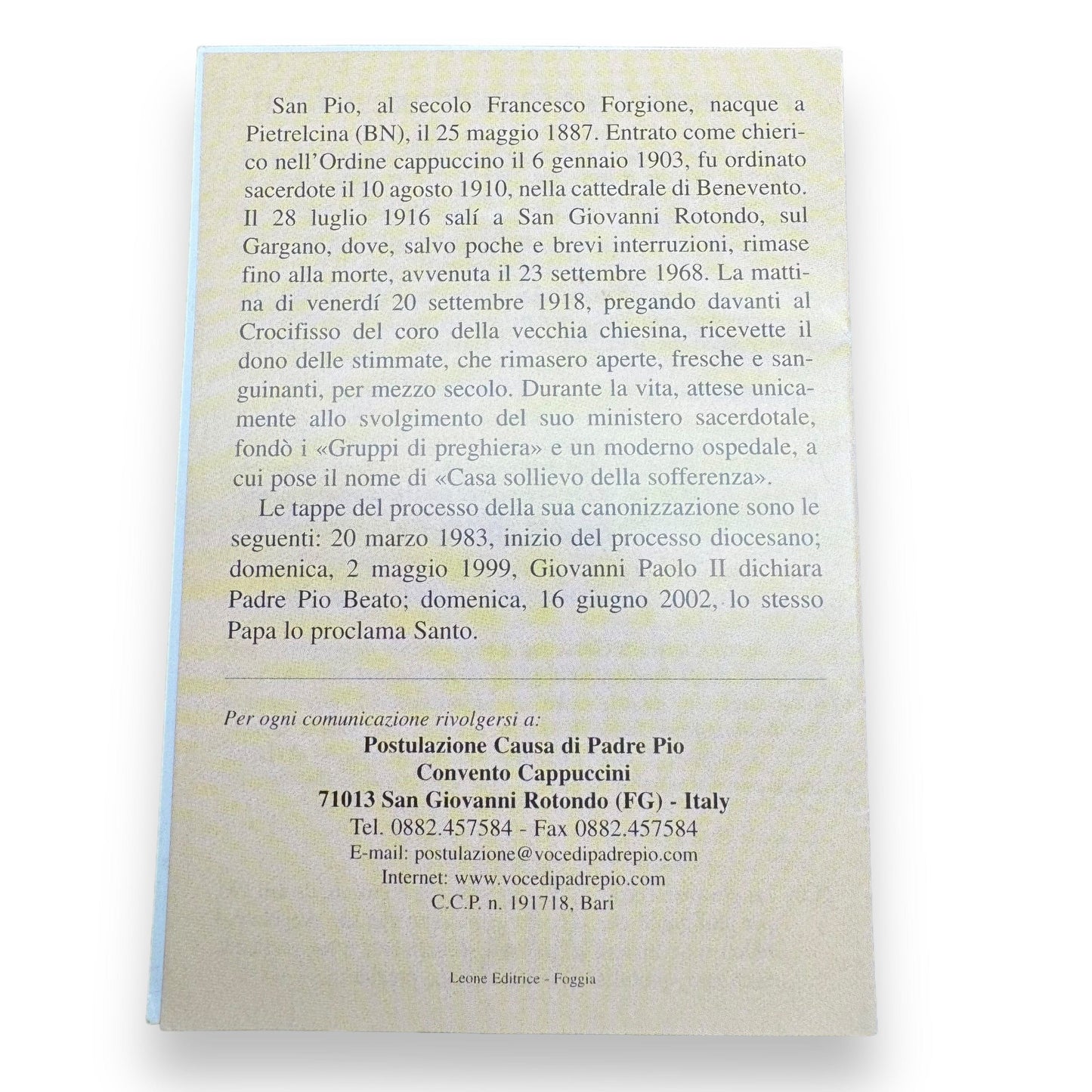 Padre Pio Holy Card - St. Pio vintage Prayer Card | Catholically