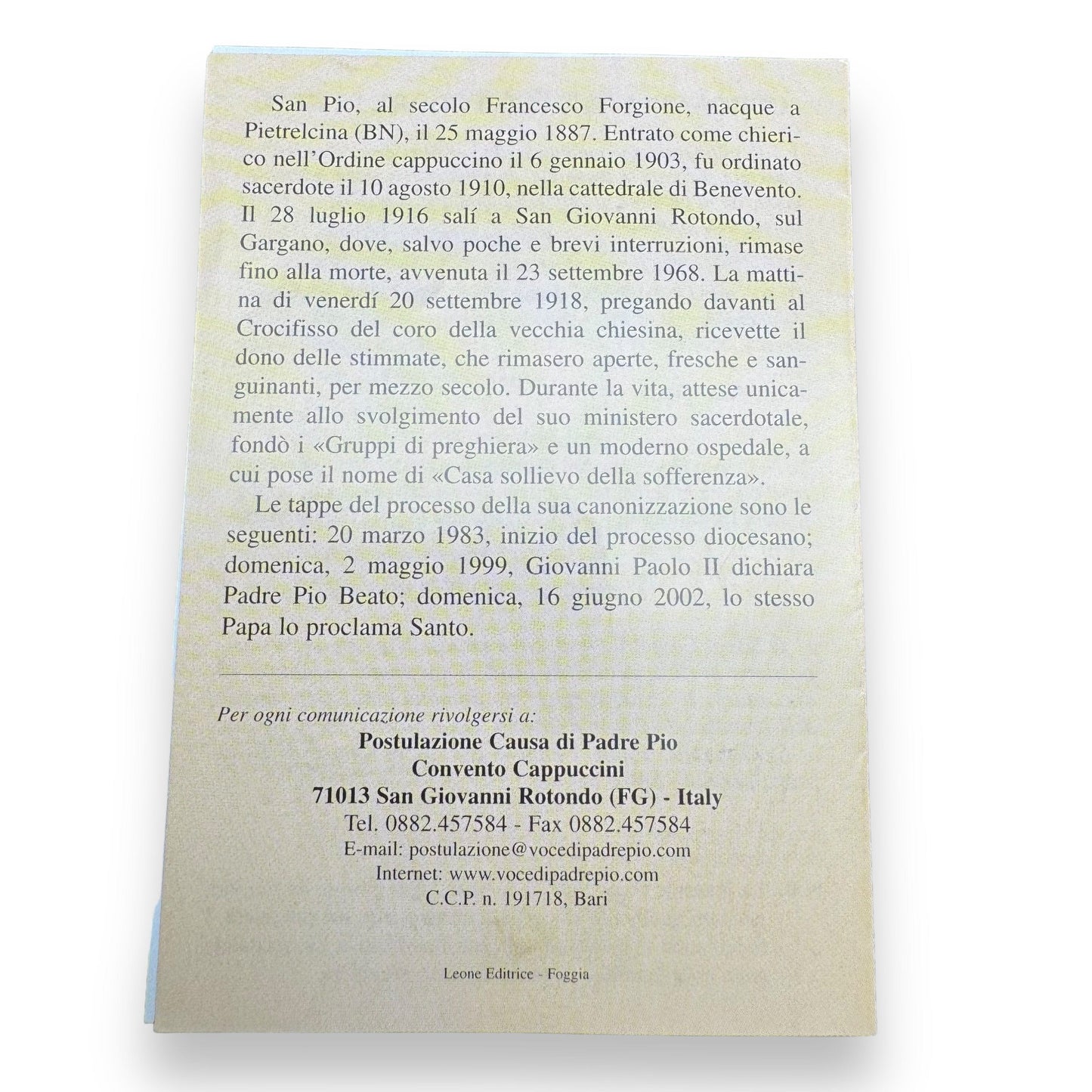 Padre Pio Holy Card - St. Pio vintage Prayer Card | Catholically