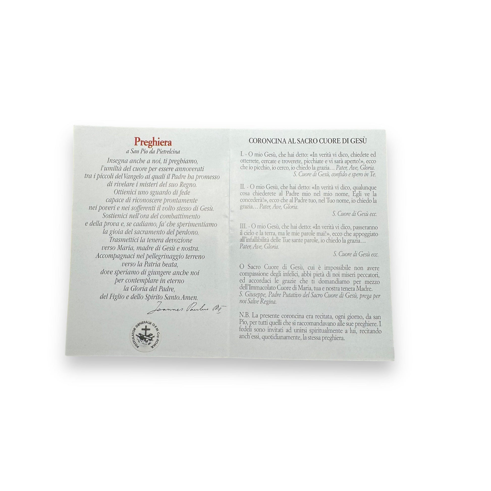 Padre Pio Holy Card - St. Pio vintage Prayer Card | Catholically