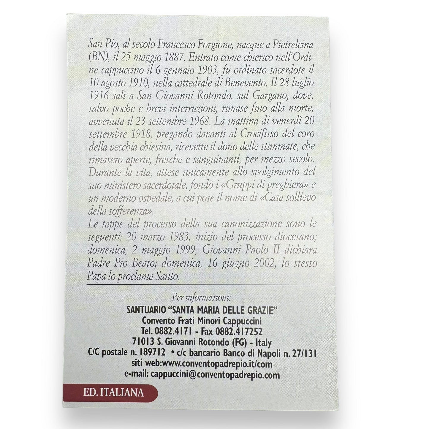 Padre Pio Holy Card - St. Pio vintage Prayer Card | Catholically