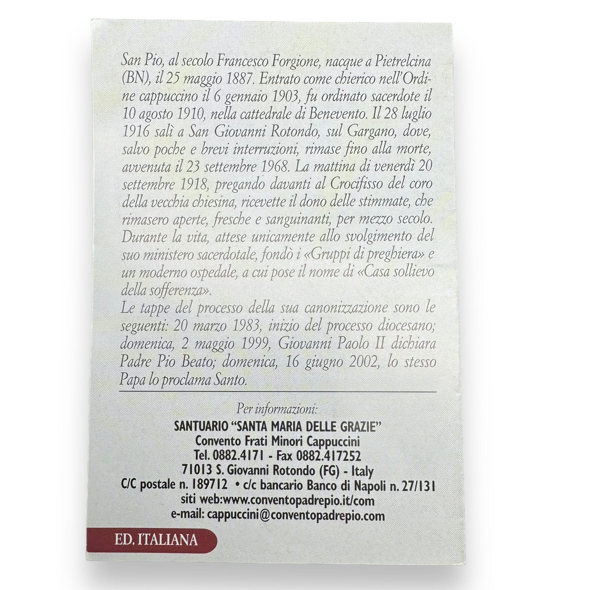 Padre Pio Holy Card - St. Pio vintage Prayer Card | Catholically