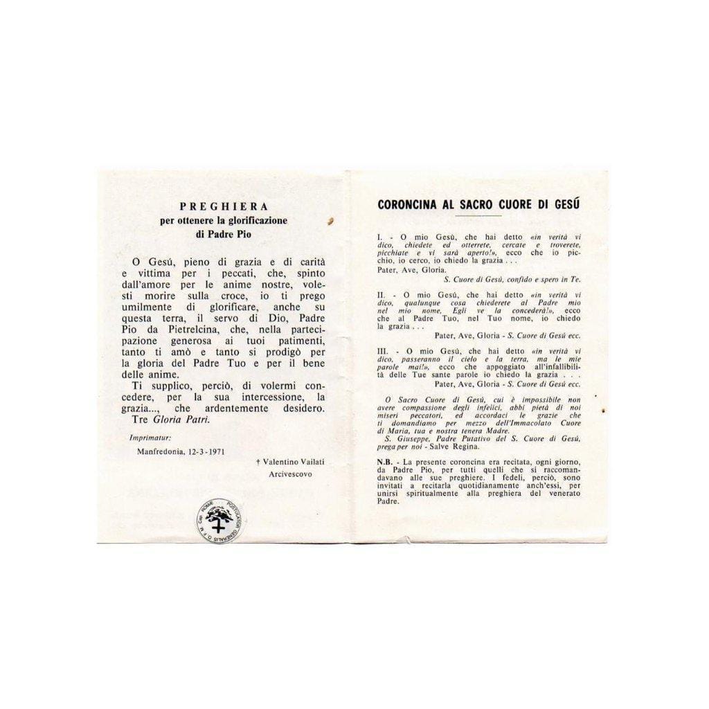 Padre Pio Holy Card - St. Pio vintage Prayer Card | Catholically