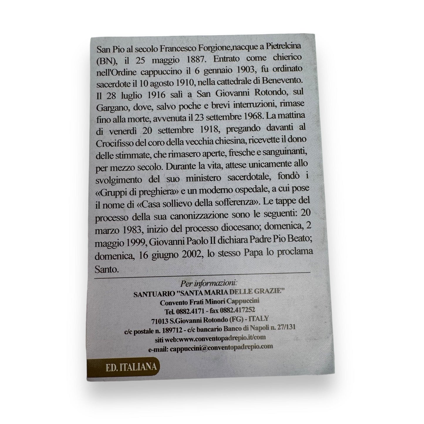 Padre Pio Holy Card - St. Pio vintage Prayer Card | Catholically
