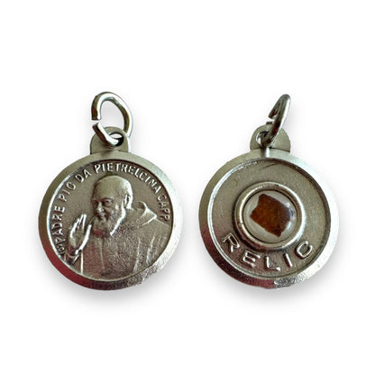Padre Pio Relic Medal - Silver-Tone Pendant with 'Ex Indumentis' Relic | Catholically