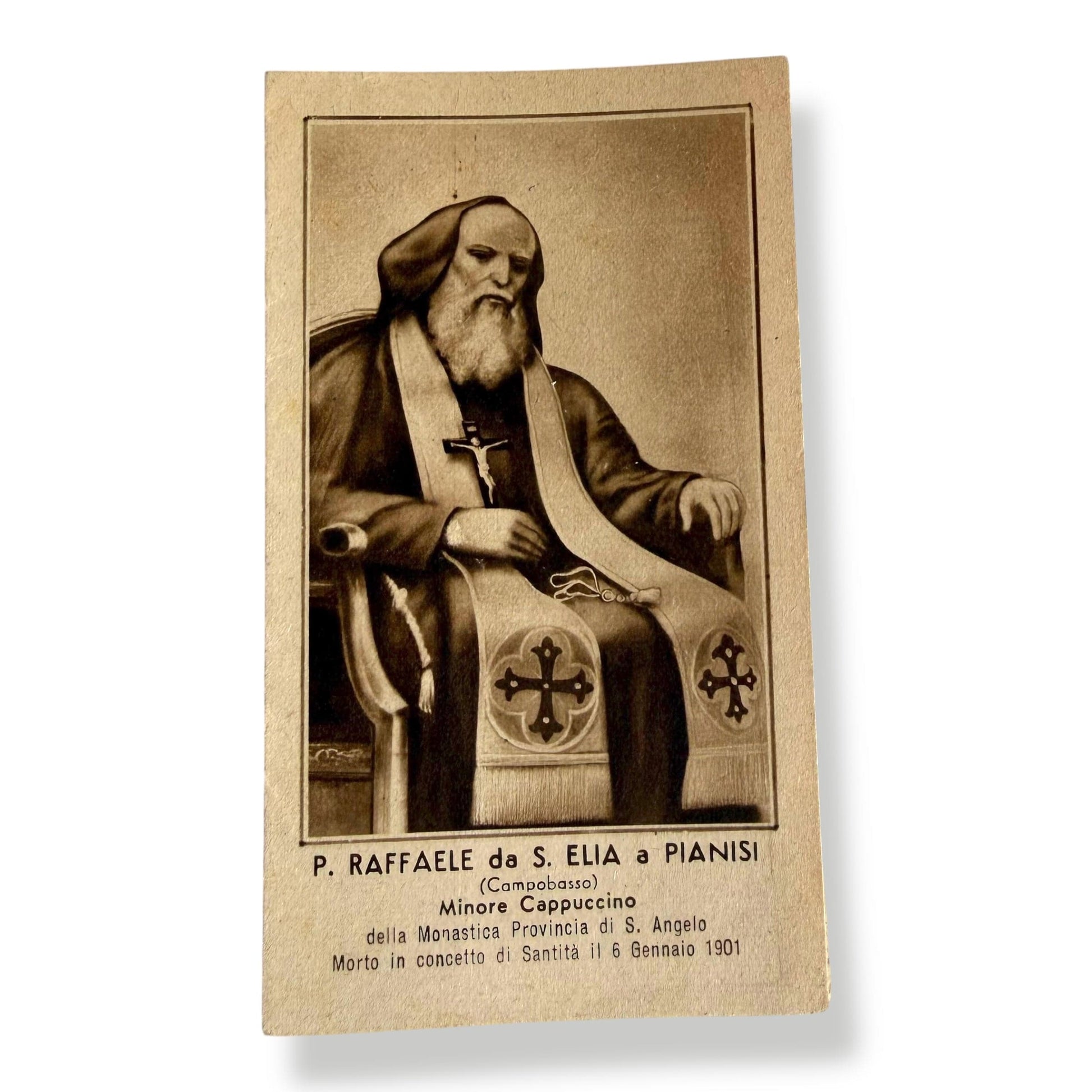 Padre Raffaele da Sant’Elia Relic – Blessed by Pope Leo XIV – Vintage Holy Card | Catholically